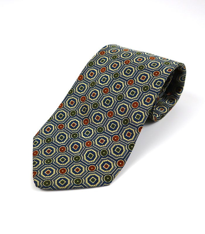 Vintage Silk Tie | Blue With Patterns